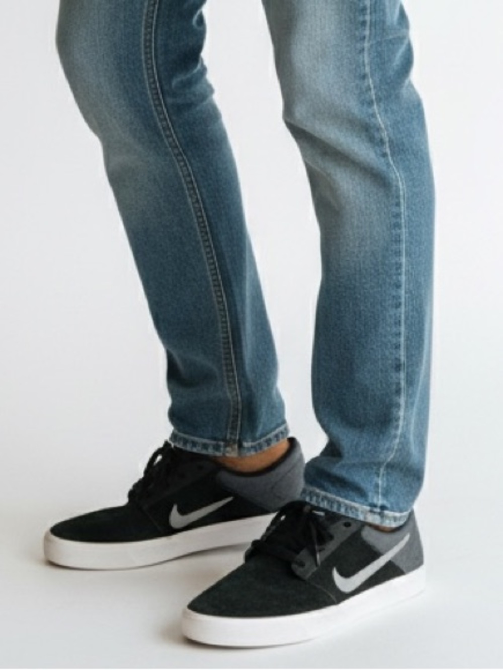 Nike Size 9.5 SB Skateboard Portmore Black White Grey Men's Suede Sneakers